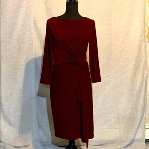 Burgundy wine faux wrap dress